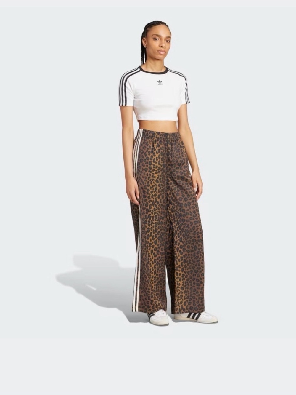 adidas Leopard Print Wide-Leg Track Pants - Brown/Black